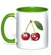 Mug with a colored handle CHERRY kelly-green фото