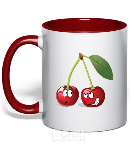 Mug with a colored handle CHERRY red фото
