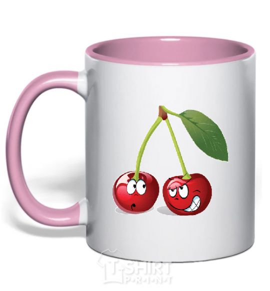 Mug with a colored handle CHERRY light-pink фото