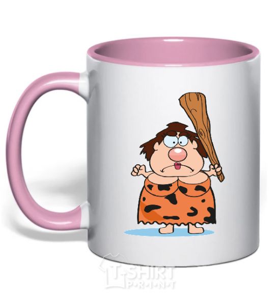 Mug with a colored handle WOMAN WITH A BATON light-pink фото