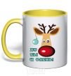 Mug with a colored handle НУ ТЫ И ОЛЕНЬ yellow фото