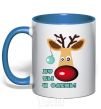 Mug with a colored handle НУ ТЫ И ОЛЕНЬ royal-blue фото