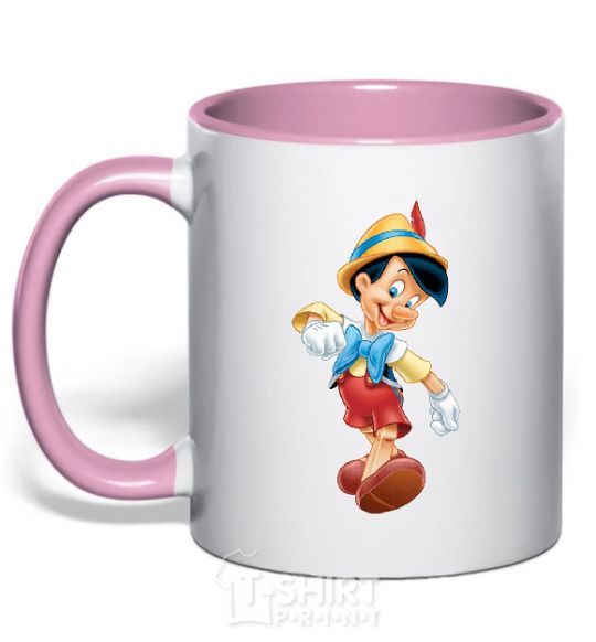 Чашка с цветной ручкой ПИНОКИО Нежно розовый фото