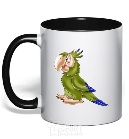 Mug with a colored handle PARROT black фото