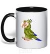 Mug with a colored handle PARROT black фото