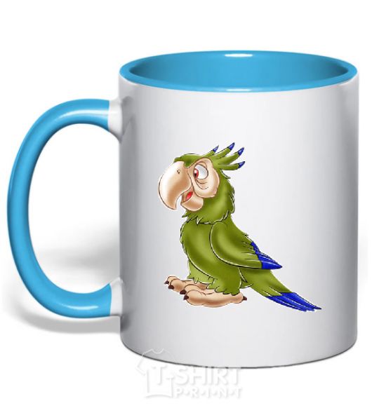 Mug with a colored handle PARROT sky-blue фото