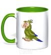 Mug with a colored handle PARROT kelly-green фото