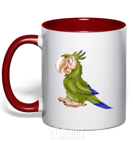 Mug with a colored handle PARROT red фото
