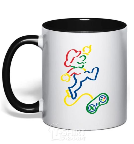 Mug with a colored handle MARIO black фото