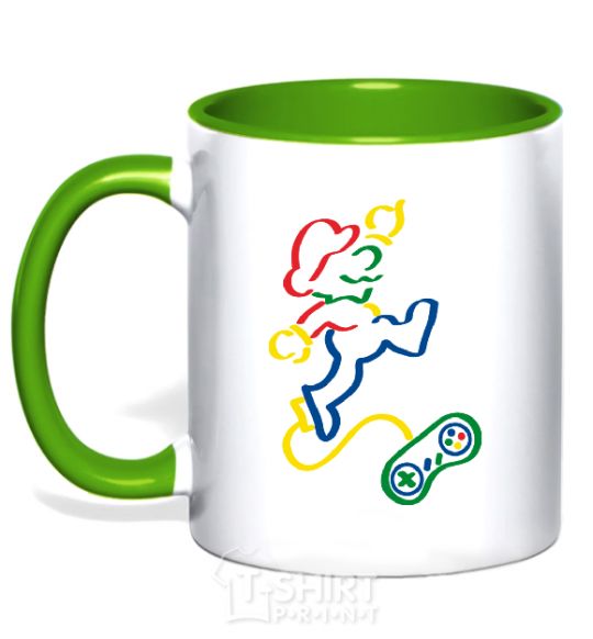 Mug with a colored handle MARIO kelly-green фото