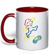 Mug with a colored handle MARIO red фото