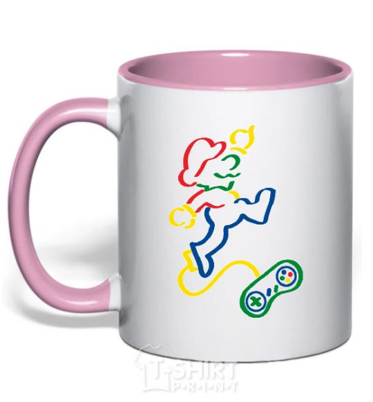 Mug with a colored handle MARIO light-pink фото