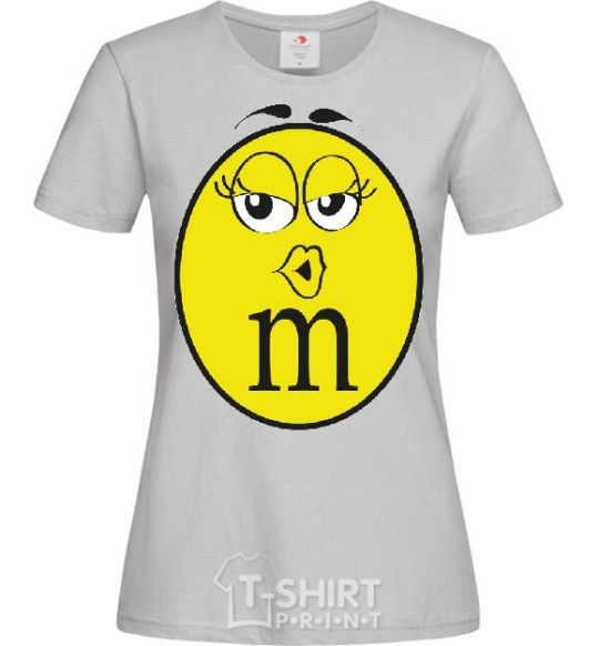 Women's T-shirt M&M'S GIRL grey фото