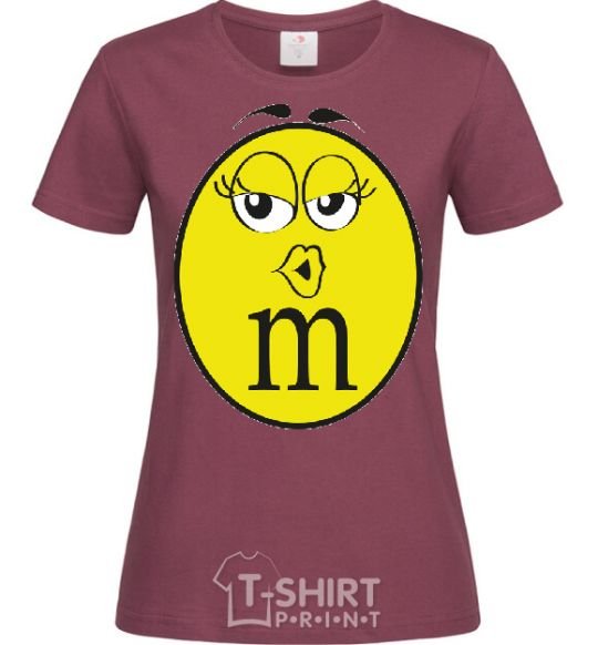 Women's T-shirt M&M'S GIRL burgundy фото