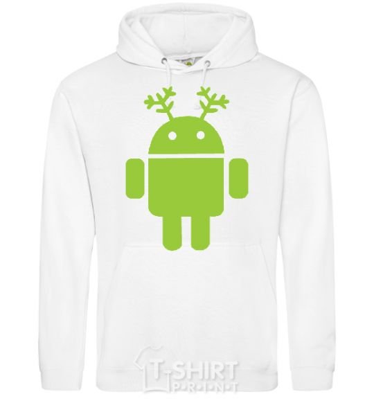 Men`s hoodie New Year's Eve Android White фото