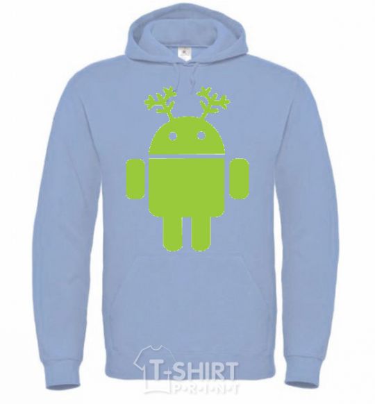 Men`s hoodie New Year's Eve Android sky-blue фото