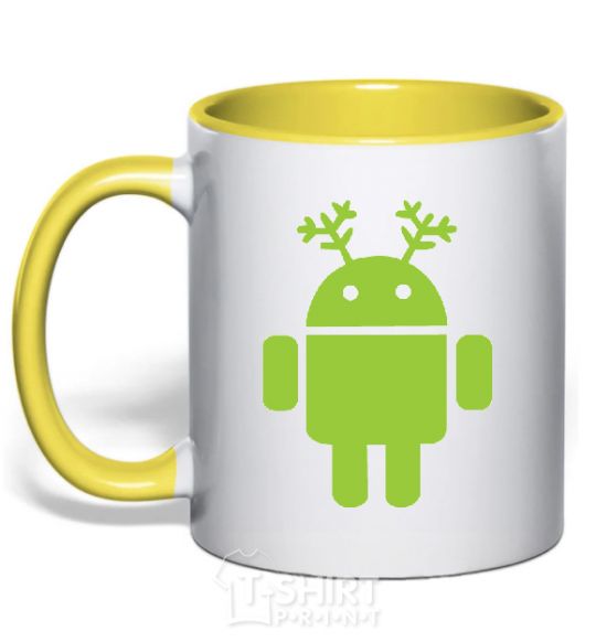 Mug with a colored handle New Year's Eve Android yellow фото