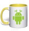 Mug with a colored handle New Year's Eve Android yellow фото