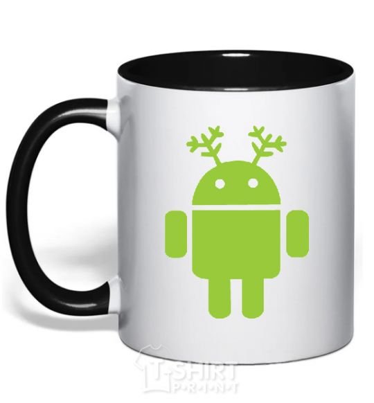 Mug with a colored handle New Year's Eve Android black фото
