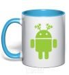 Mug with a colored handle New Year's Eve Android sky-blue фото