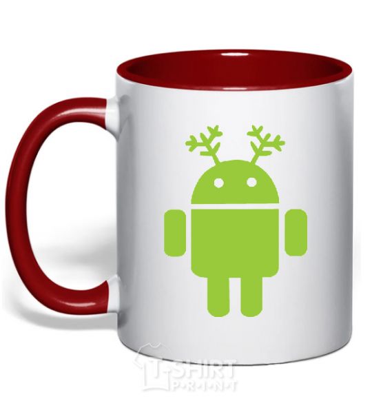 Mug with a colored handle New Year's Eve Android red фото