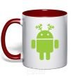 Mug with a colored handle New Year's Eve Android red фото