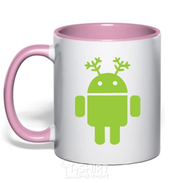 Чашка с цветной ручкой New year Android Нежно розовый фото