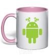 Mug with a colored handle New Year's Eve Android light-pink фото