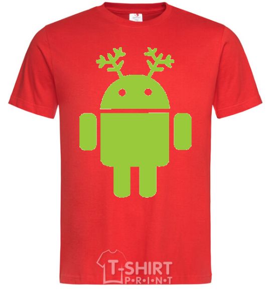 Мужская футболка New year Android Красный фото