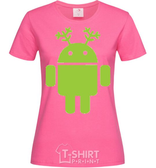 Женская футболка New year Android Ярко-розовый фото