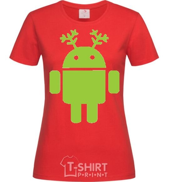 Женская футболка New year Android Красный фото