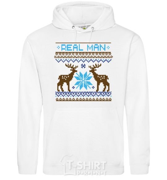 Men`s hoodie REAL MAN White фото