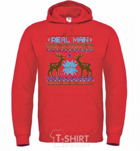 Men`s hoodie REAL MAN bright-red фото