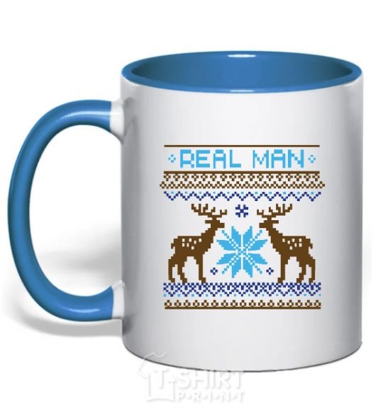 Mug with a colored handle REAL MAN royal-blue фото