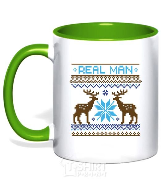Mug with a colored handle REAL MAN kelly-green фото