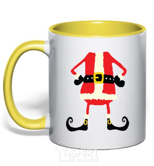 Mug with a colored handle Santa legs yellow фото