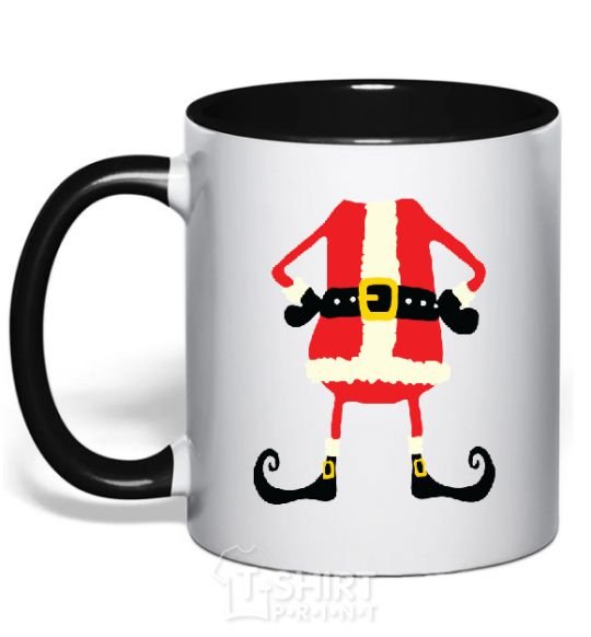 Mug with a colored handle Santa legs black фото