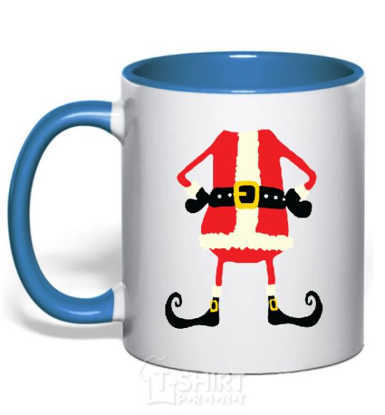 Mug with a colored handle Santa legs royal-blue фото