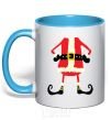 Mug with a colored handle Santa legs sky-blue фото