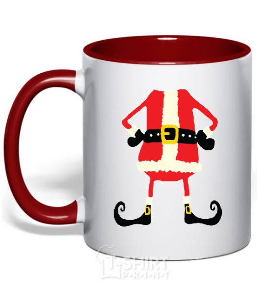 Mug with a colored handle Santa legs red фото