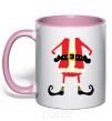 Mug with a colored handle Santa legs light-pink фото