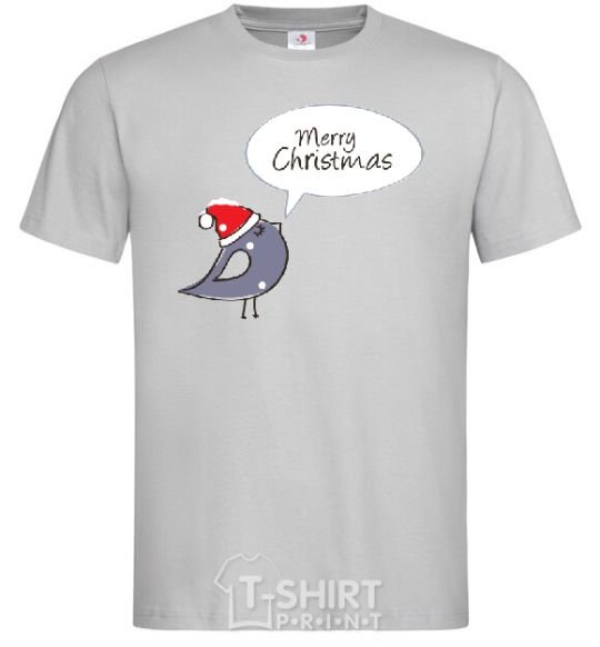 Men's T-Shirt CHRISTMAS BIRD 2 grey фото