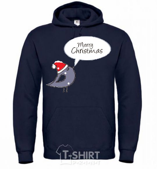 Men`s hoodie CHRISTMAS BIRD 2 navy-blue фото