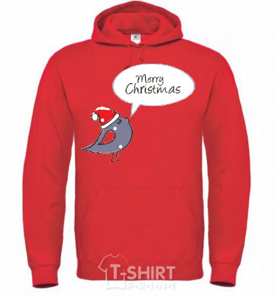 Men`s hoodie CHRISTMAS BIRD 2 bright-red фото