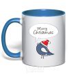 Mug with a colored handle CHRISTMAS BIRD 2 royal-blue фото