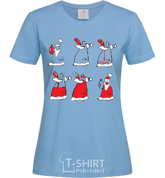 Women's T-shirt DRUNKEN SANTA CLAUS sky-blue фото