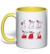 Mug with a colored handle DRUNKEN SANTA CLAUS yellow фото