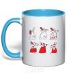 Mug with a colored handle DRUNKEN SANTA CLAUS sky-blue фото