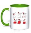 Mug with a colored handle DRUNKEN SANTA CLAUS kelly-green фото