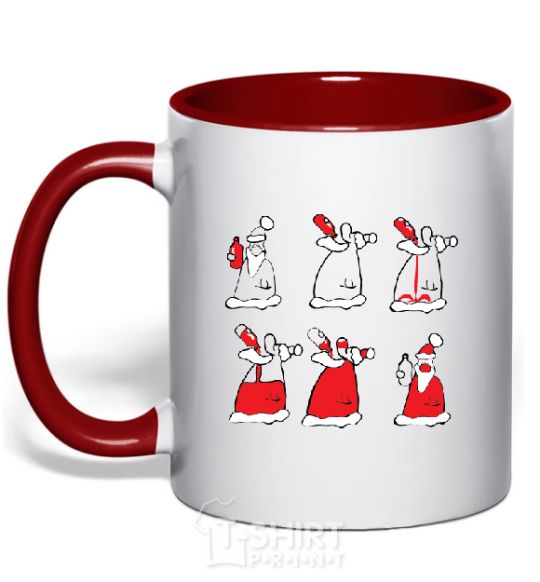 Mug with a colored handle DRUNKEN SANTA CLAUS red фото